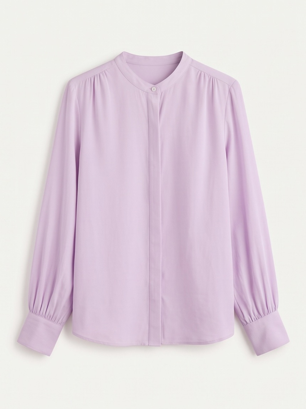 Banana Republic Women's Lavender Band-Collar Long-Sleeve Blouse